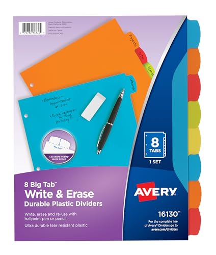 Eco-Friendly Avery Big Tab Write & Erase sturdy