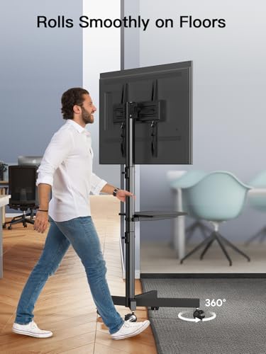 Eco-Friendly PERLESMITH Rolling TV Stand on Wheels for 23-65 for Daily Use