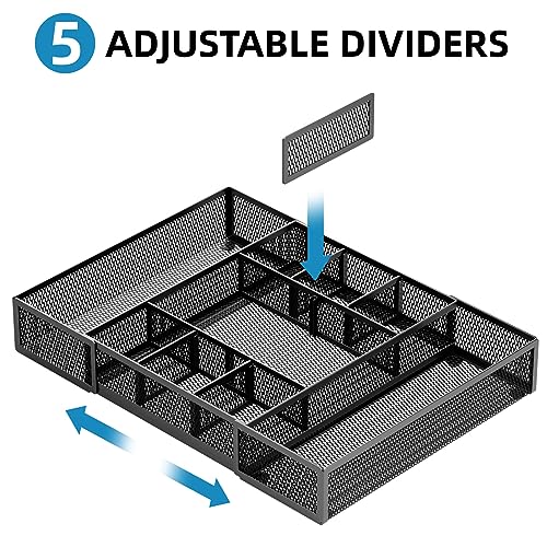 Minimalist Marbrasse Expandable Desk Drawer Organizer, Mesh Drawer Organizer Tray with for Daily Use