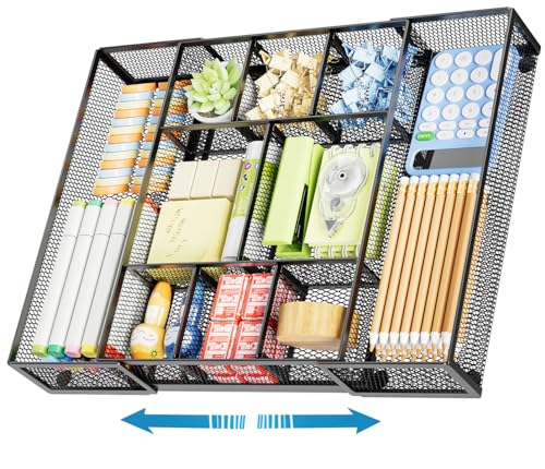 Minimalist Marbrasse Expandable Desk Drawer Organizer, Mesh Drawer Organizer Tray with for Daily Use