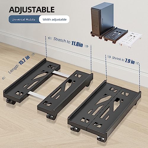 Minimalist Adjustable Mobile CPU Stand, Ventilated Computer Tower Stand with Collection