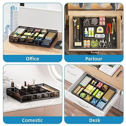 Minimalist Marbrasse Expandable Desk Drawer Organizer, Mesh Drawer Organizer Tray with for Daily Use