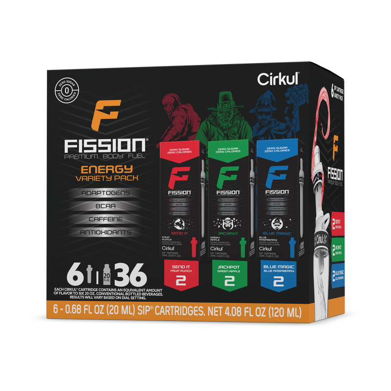 Vitamin-Infused Fission 6-Pack Variety Pack 97EI - Sugar-Free Fruit Flavor Cartridge Refill - Default Title