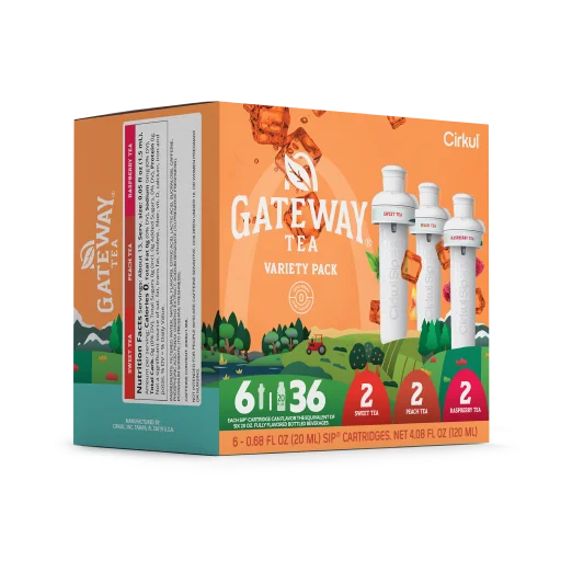 Natural Fruit Flavored Gateway Tea 6-Pack Variety Pack HM0F - Zero-Calorie Multi-Flavor Sip Pods for Water Bottle Detail