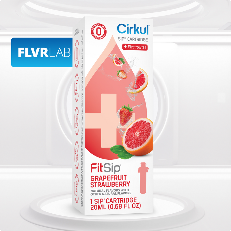 Vitamin-Infused FitSip Grapefruit Strawberry QAST - Electrolyte Hydration Enhanced Taste Cartridges Detail
